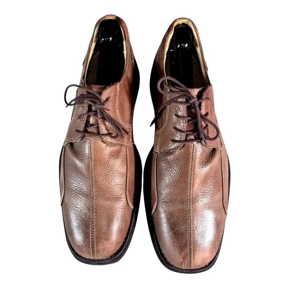 Belvedere Bay Bridge Men's Brown Leather Bicycle-Toe Derby Dress Shoes Brazil 10
